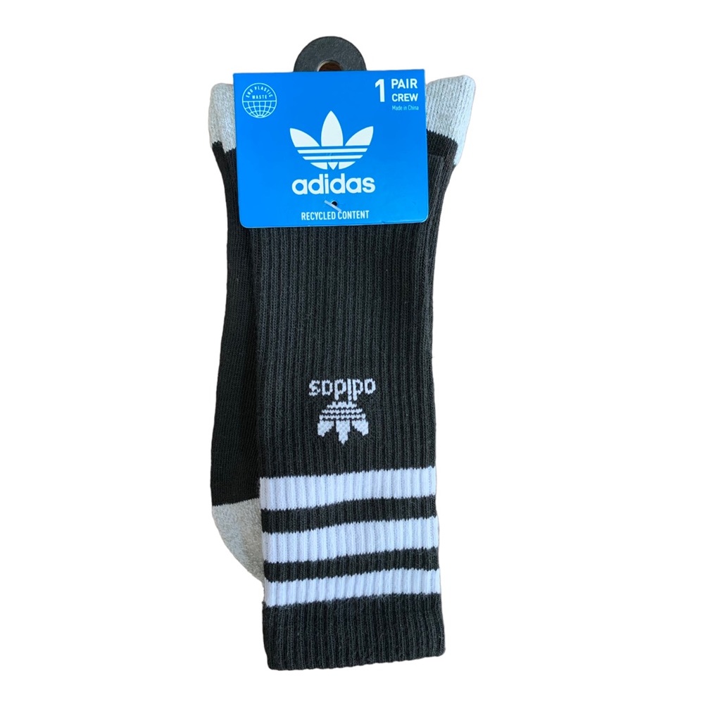 NWT adidas Crew Socks Alphaskin Max Cushioned Black White Unisex